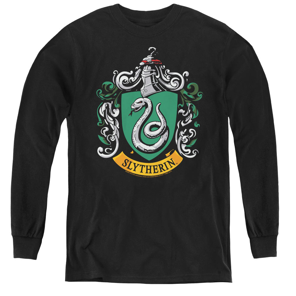 Harry Potter Slytherin Crest Long Sleeve Kids Youth T Shirt Black