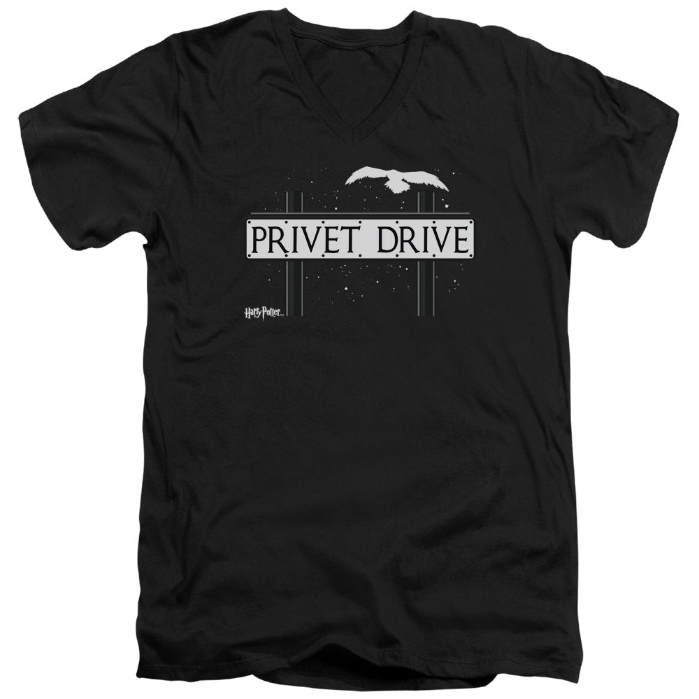 Harry Potter Privet Drive Mens Slim Fit V-Neck T Shirt Black