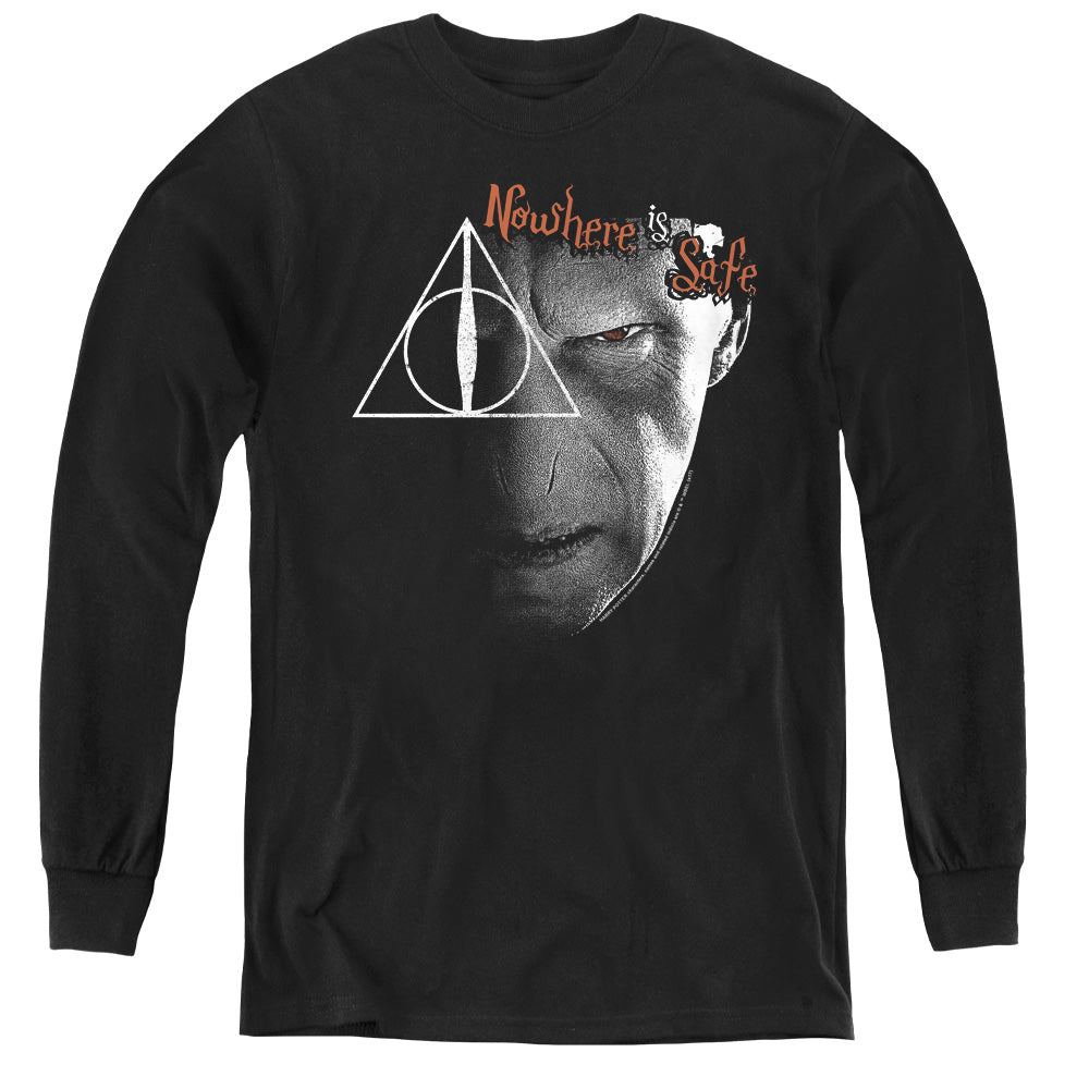 Harry Potter Nowhere is Safe Long Sleeve Kids Youth T Shirt Black