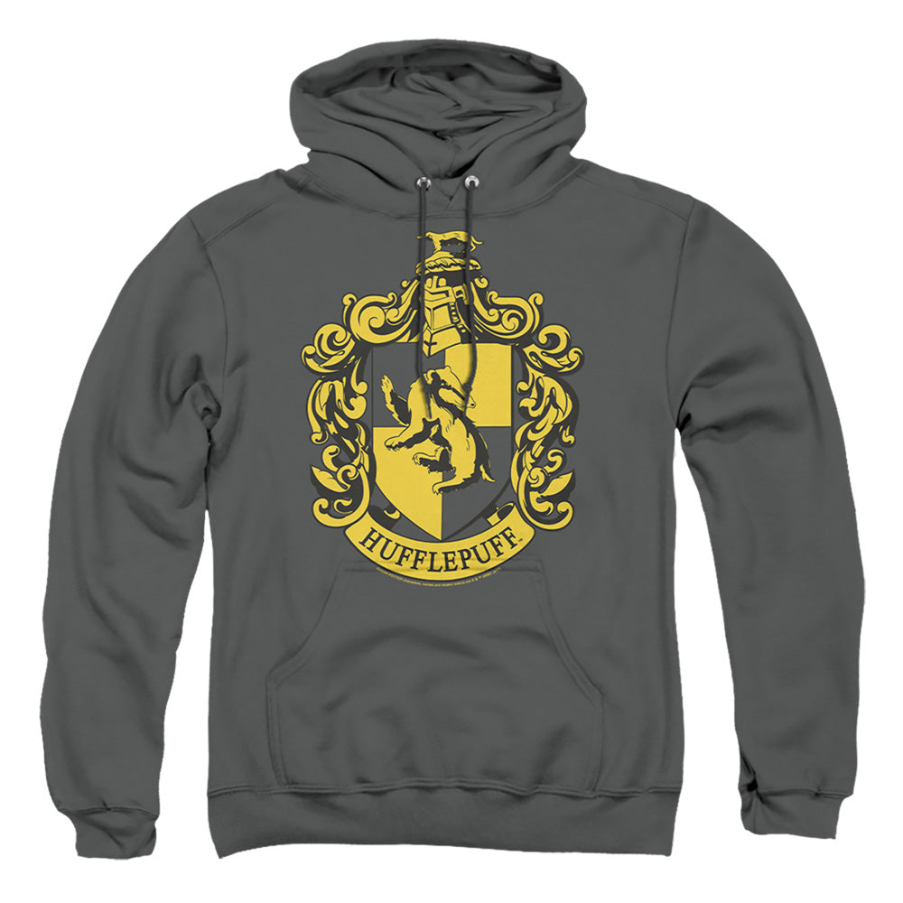 Harry Potter Hufflepuff Crest Mens Hoodie Charcoal Officially Licensed