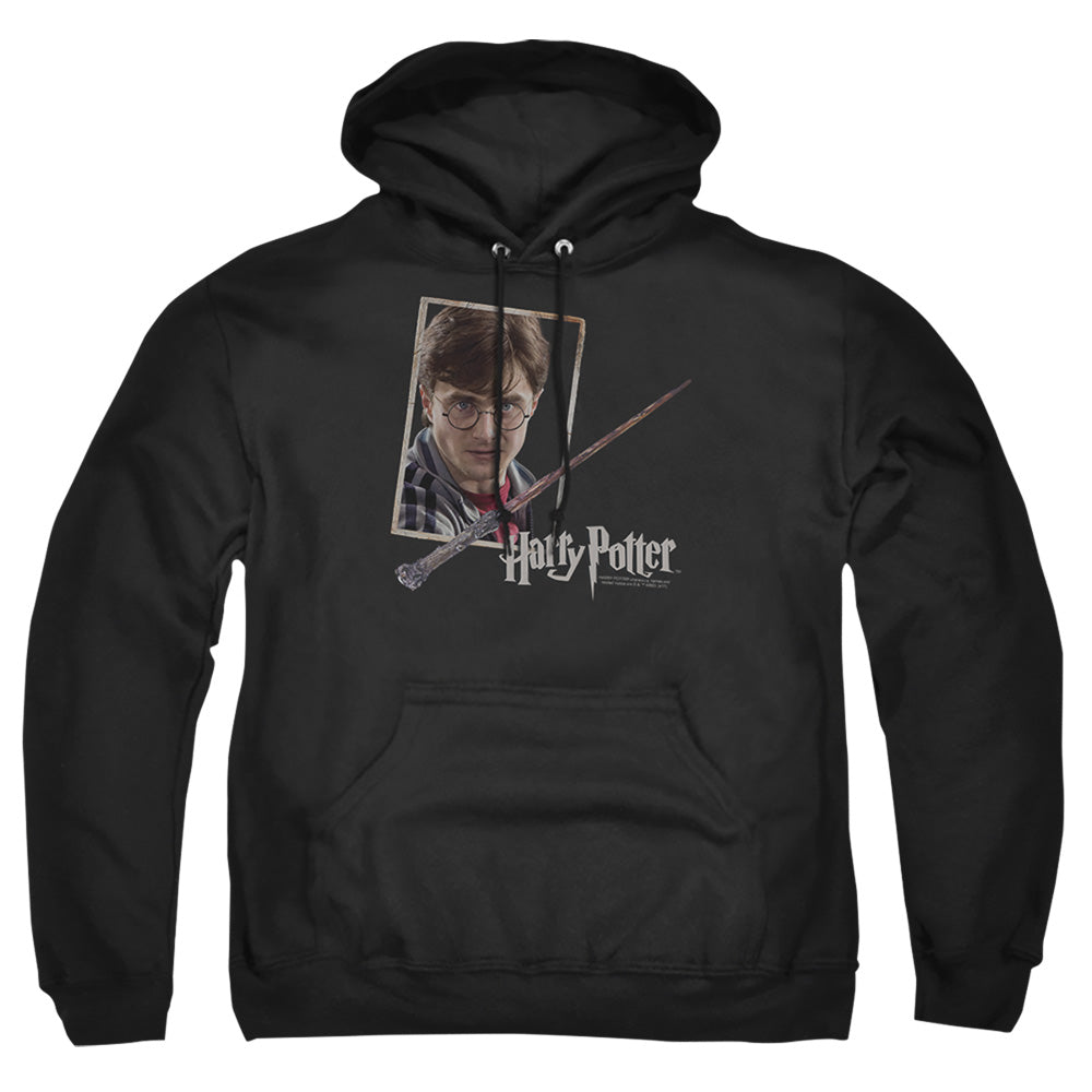Harry Potter Harrys Wand Portrait Mens Hoodie Black Officially Licensed