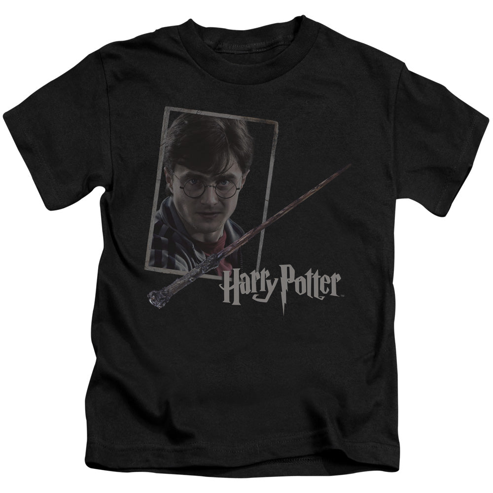 Harry Potter Harrys Wand Portrait Juvenile Kids Youth T Shirt Black
