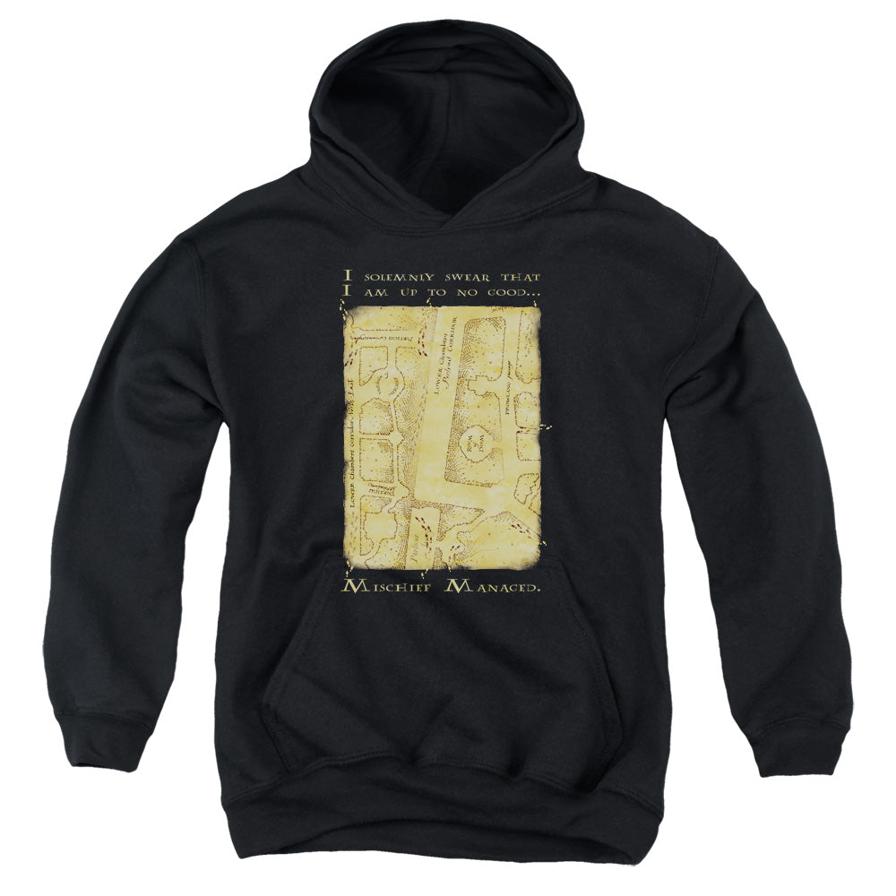 Harry Potter Marauders Map Interior Words Kids Youth Hoodie Black