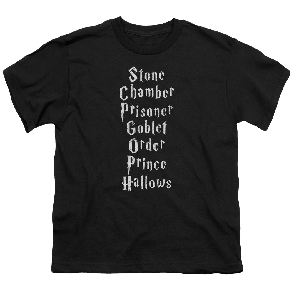 Harry Potter Titles Kids Youth T Shirt Black
