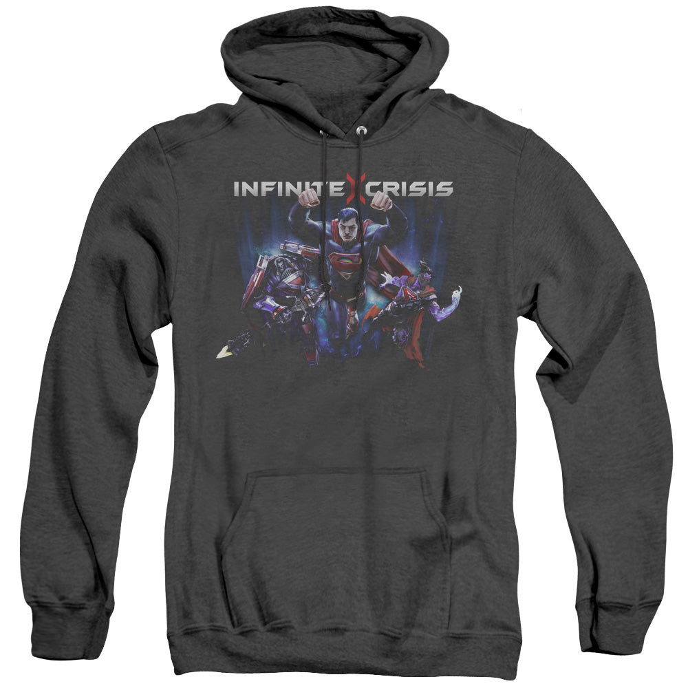 Infinite Crisis Ic Super Mens Heather Hoodie Black Officially Licensed