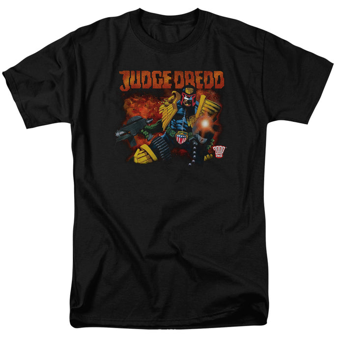 Judge Dredd Through Fire Mens T Shirt Black