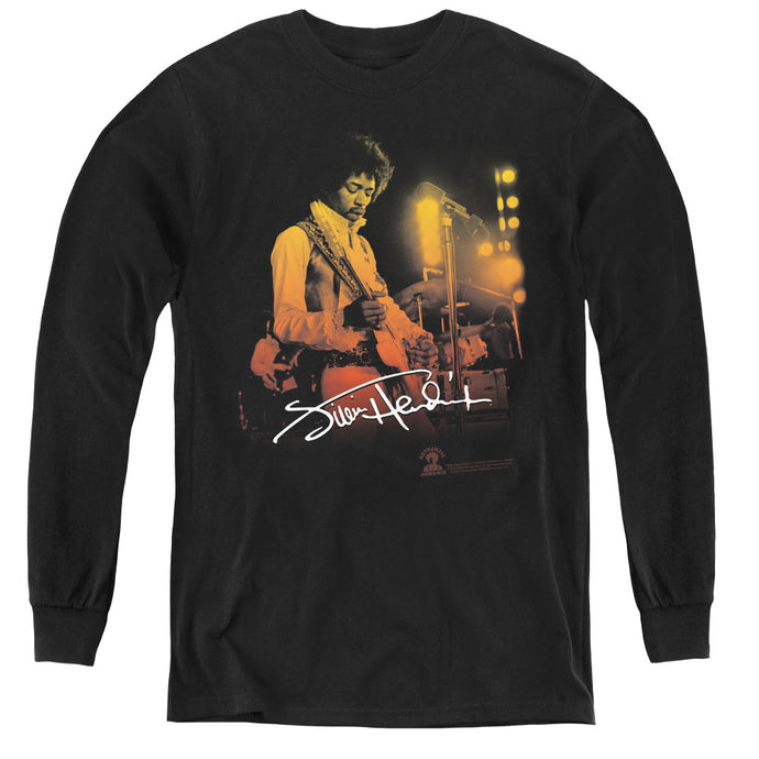 Jimi Hendrix Live On Stage Long Sleeve Kids Youth T Shirt Black