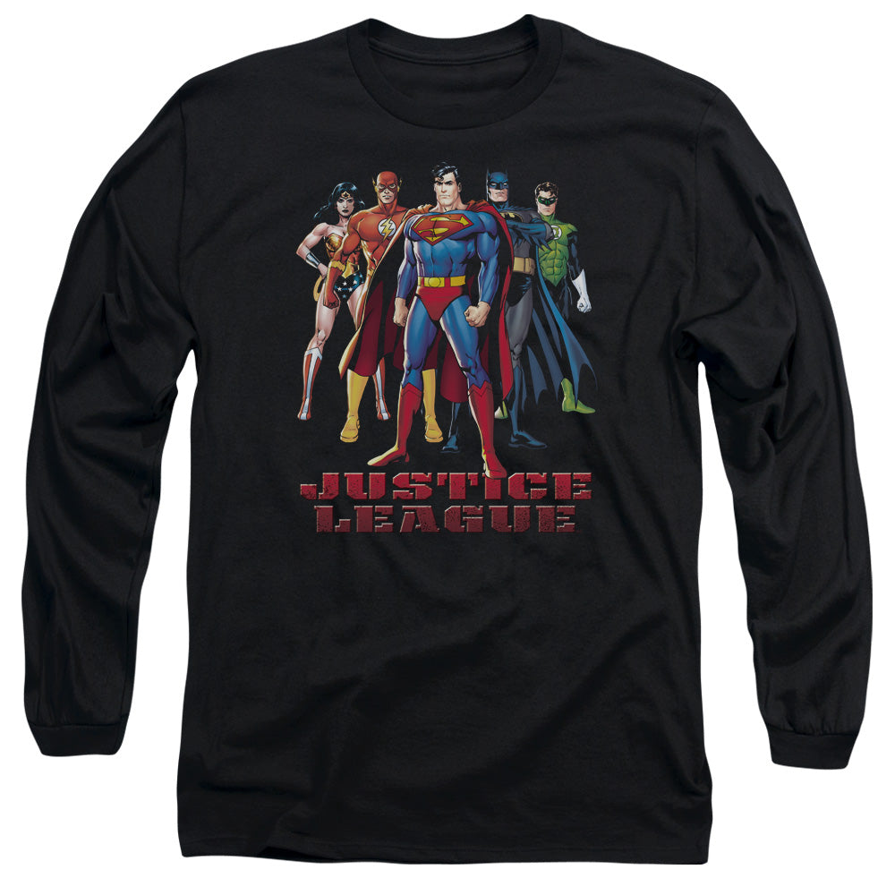 Justice League in League Mens Long Sleeve Shirt Black