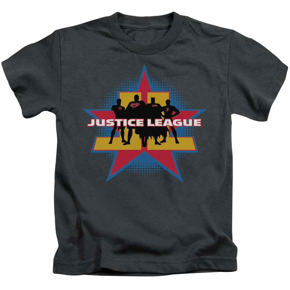 Justice League Stand Tall Juvenile Kids Youth T Shirt Charcoal