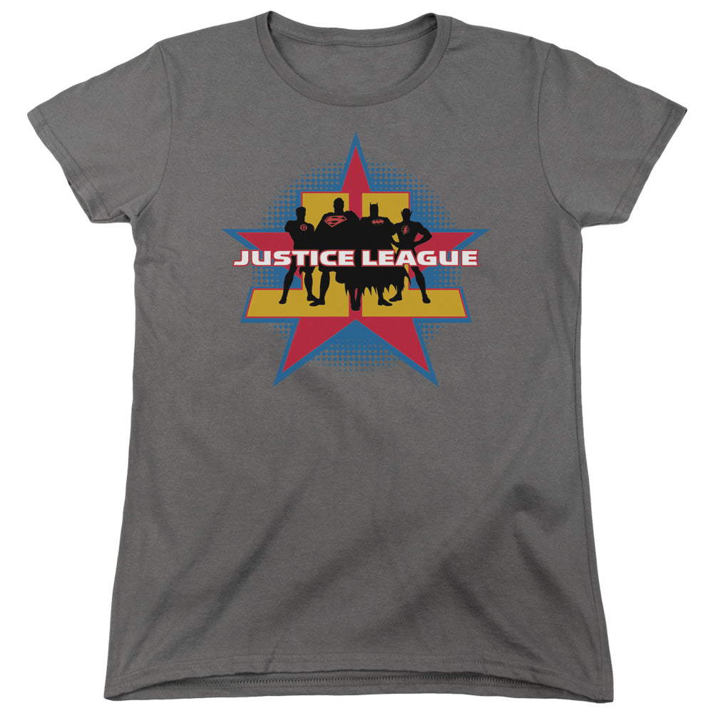 Justice League Stand Tall Womens T Shirt Charcoal