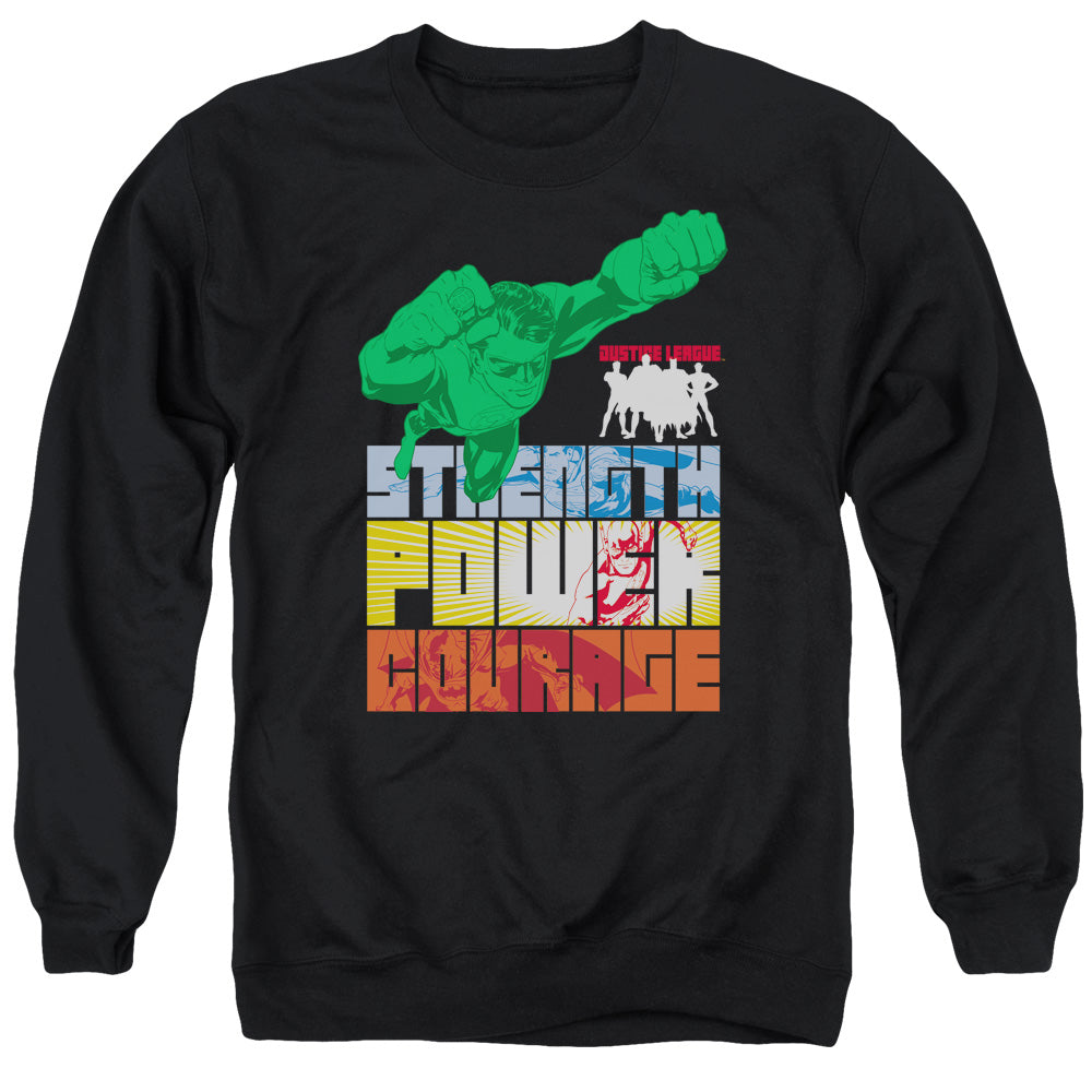 Justice League Heroic Qualities Mens Crewneck Sweatshirt Black
