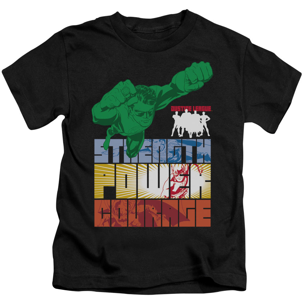 Justice League Heroic Qualities Juvenile Kids Youth T Shirt Black