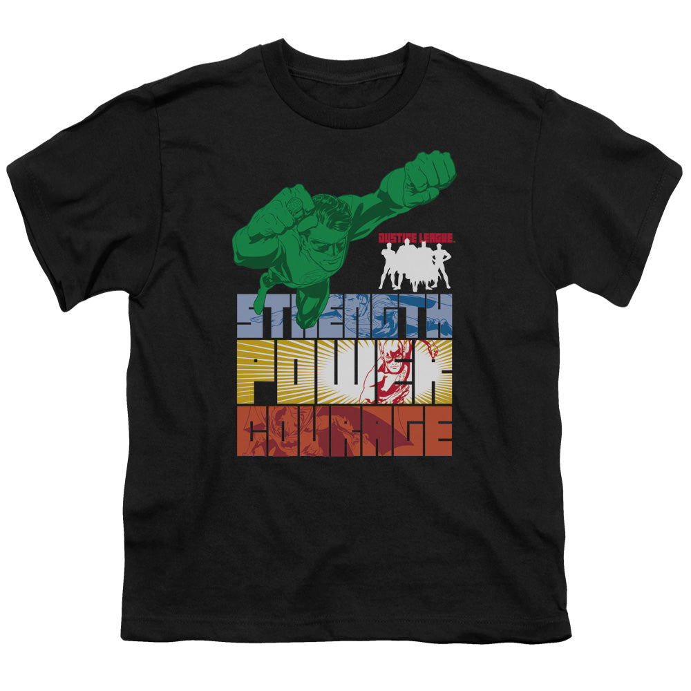 Justice League Heroic Qualities Kids Youth T Shirt Black
