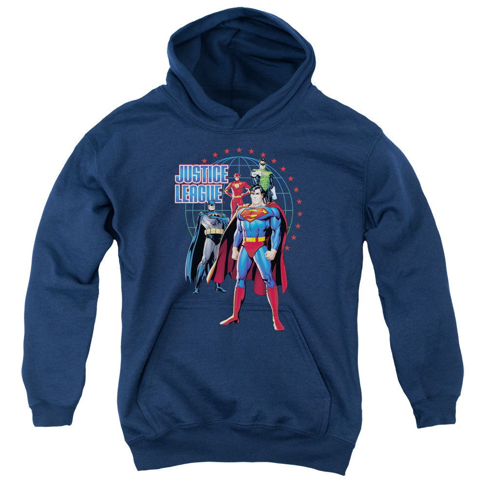 Justice League Protectors Kids Youth Hoodie Navy Blue