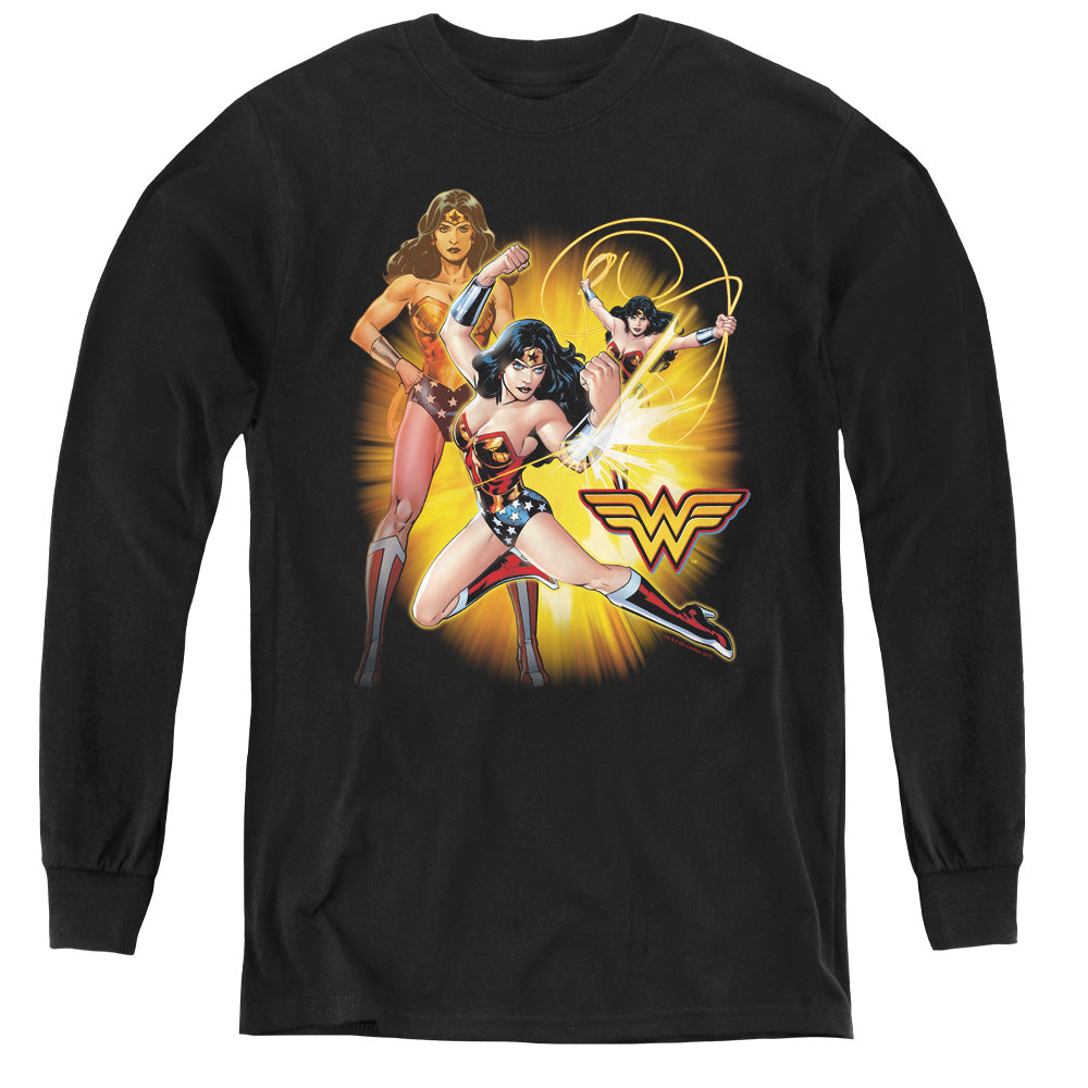 Justice League Wonder Woman Long Sleeve Kids Youth T Shirt Black