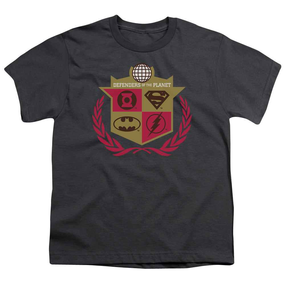 Justice League Defenders Kids Youth T Shirt Charcoal