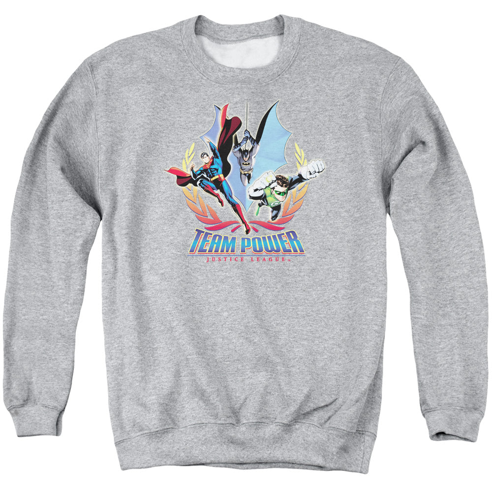 Justice League Team Power Mens Crewneck Sweatshirt Athletic Heather
