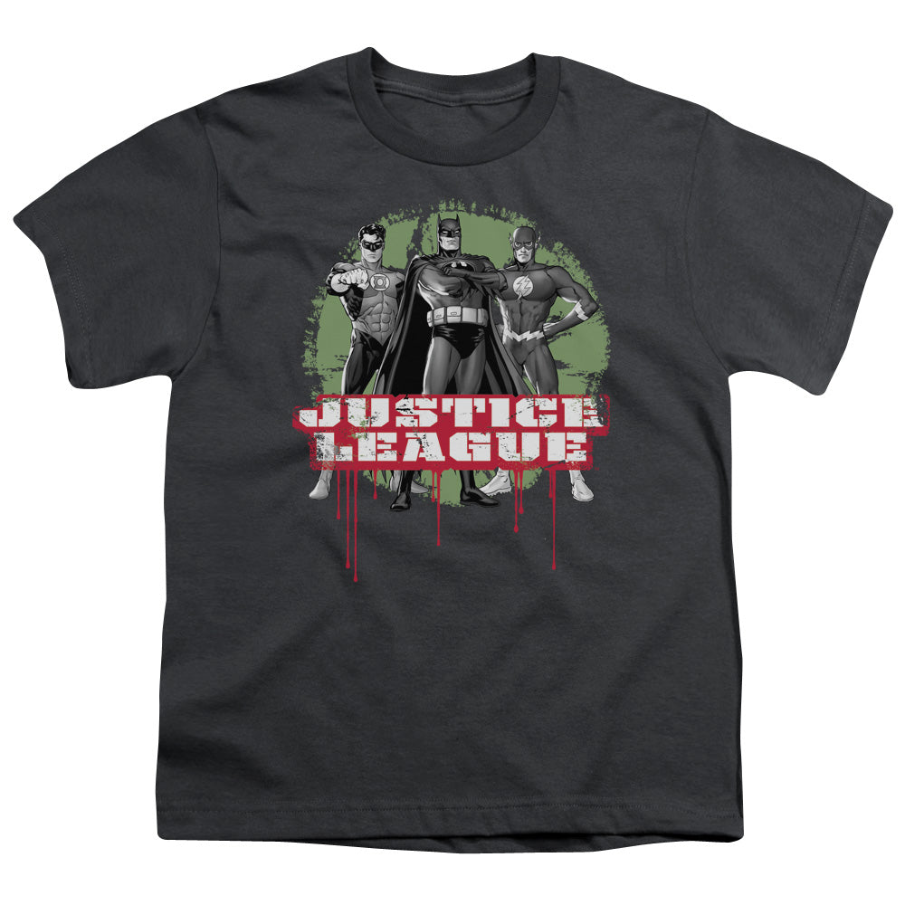 Justice League Justice League Trio Kids Youth T Shirt Charcoal