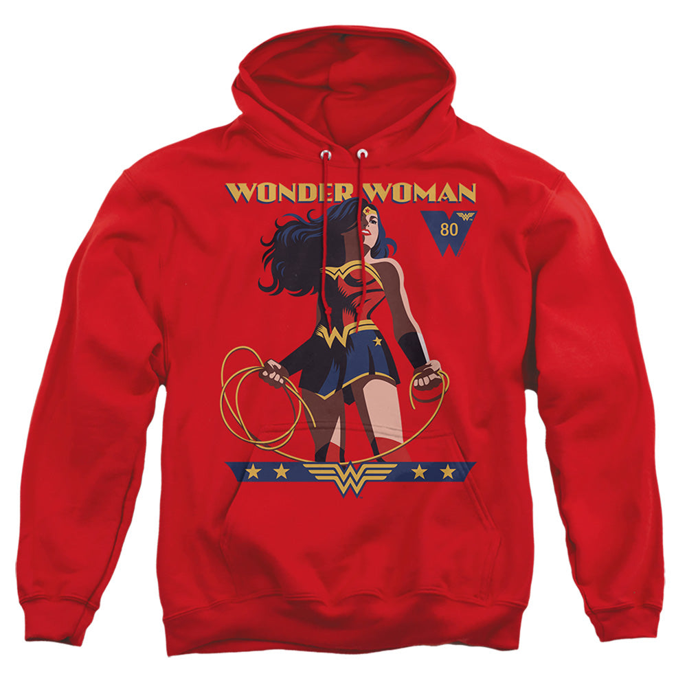 Wonder Woman Ww 80Th Stance Mens Hoodie Red Officially Licensed