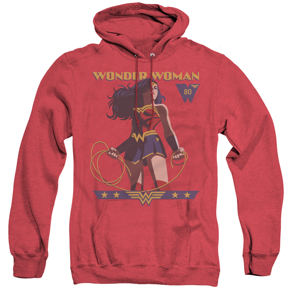 Wonder Woman Ww 80Th Stance Mens Heather Hoodie Red Officially Licensed