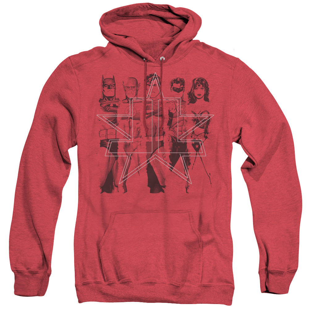 Justice League Five Stars Heather Mens Hoodie Red