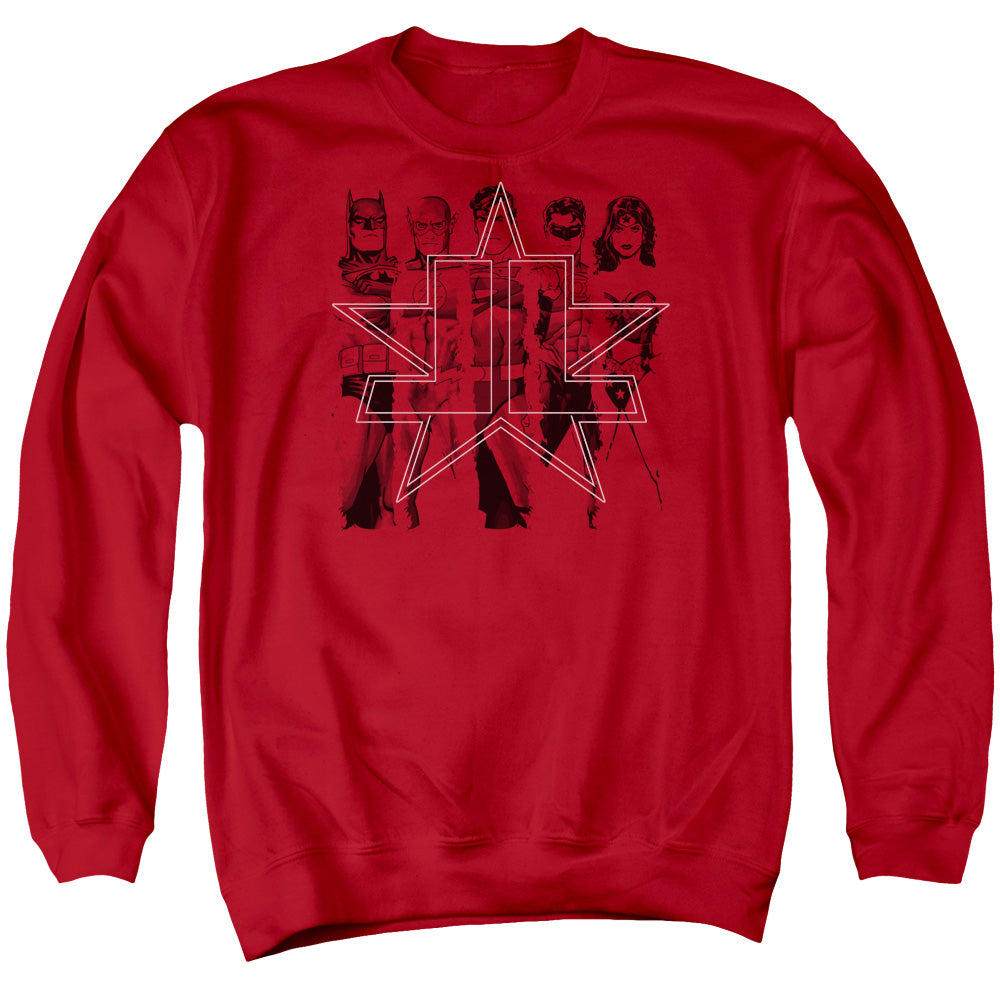Justice League Five Stars Mens Crewneck Sweatshirt Red