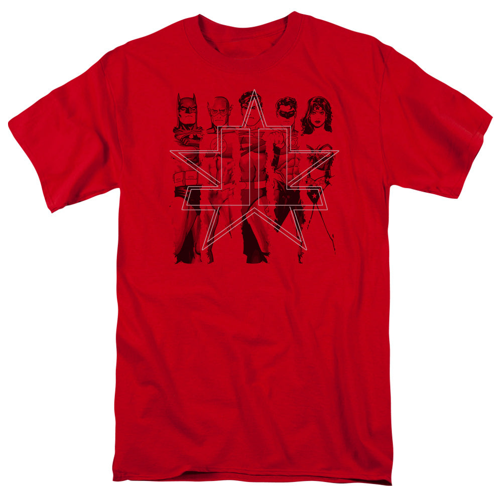 Justice League Five Stars Mens T Shirt Red