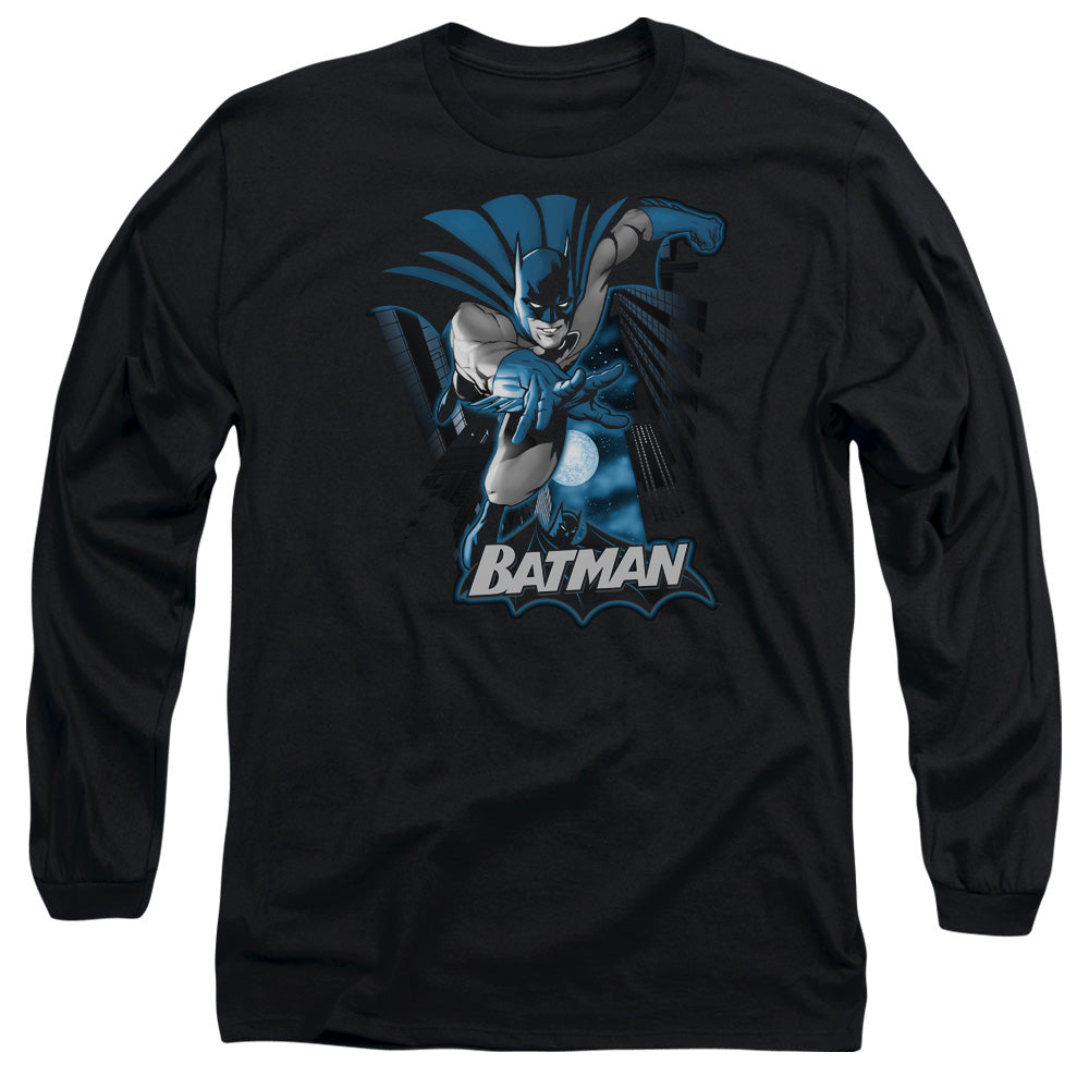 Justice League Batman Blue & Gray Mens Long Sleeve Shirt Black