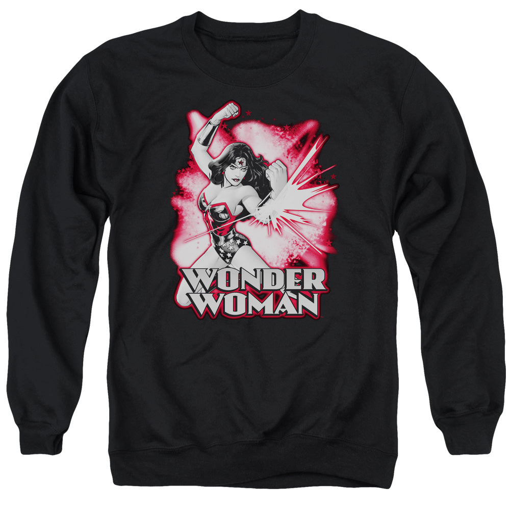 Justice League Wonder Woman Red & Gray Mens Crewneck Sweatshirt Black