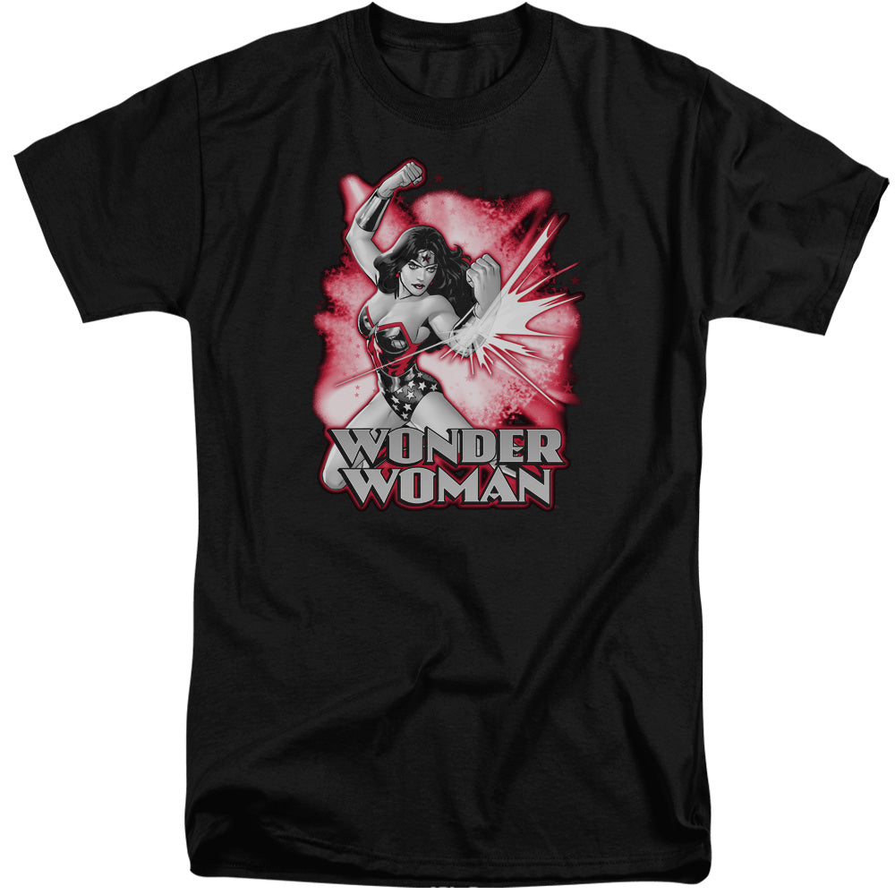 Justice League Wonder Woman Red & Gray Mens Tall T Shirt Black