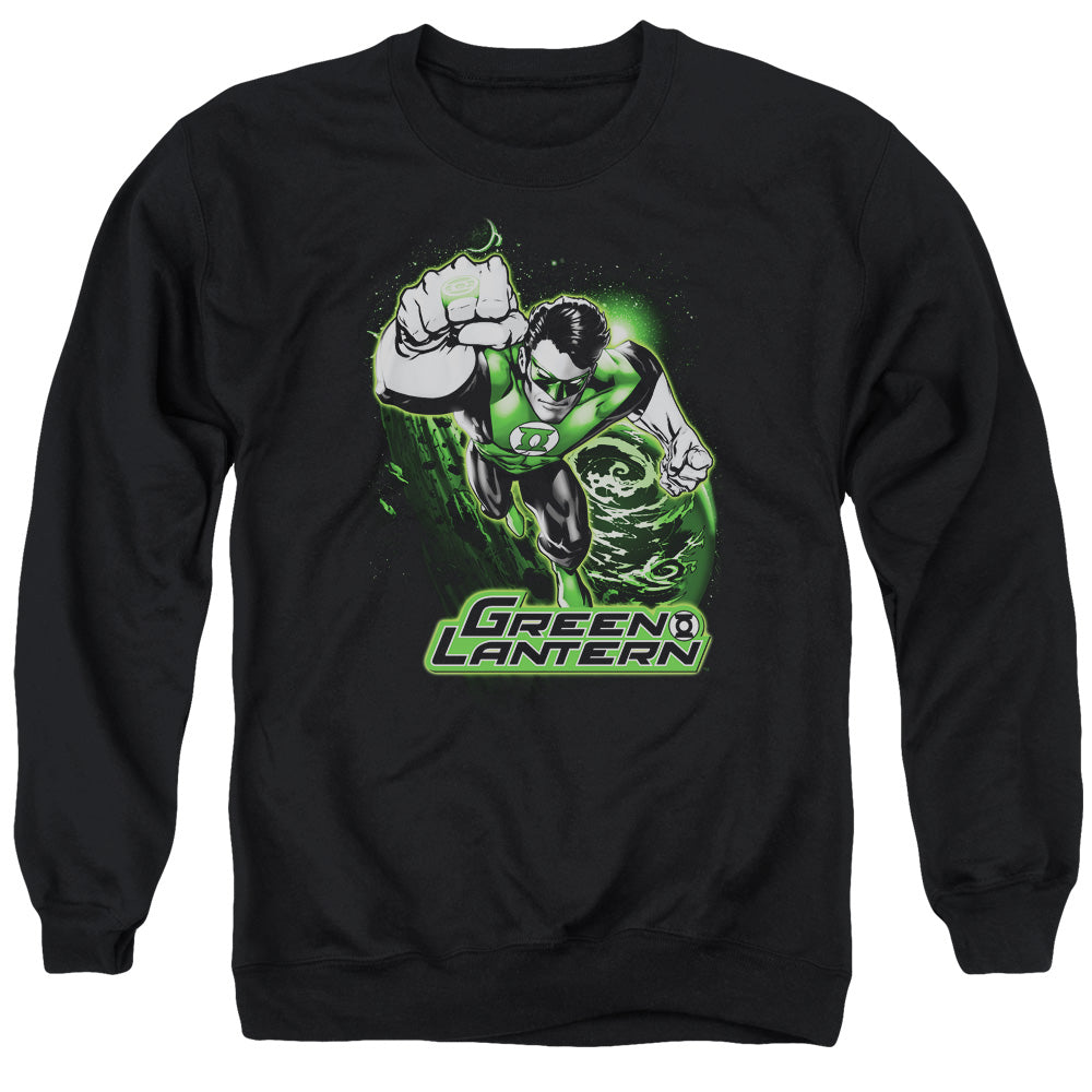 Justice League Green Lantern Green & Gray Mens Crewneck Sweatshirt Black