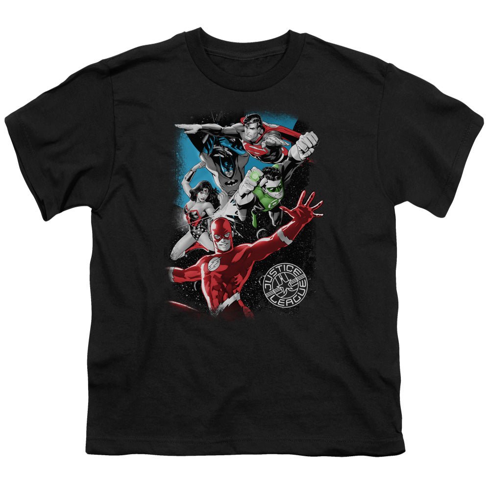 Justice League Galactic Attack Kids Youth T Shirt Black