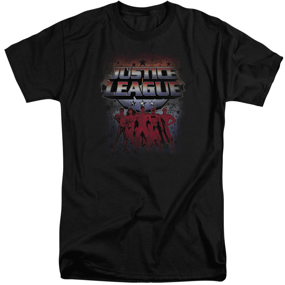 Justice League Of America Star League Mens Tall T Shirt Black Officially Licensed