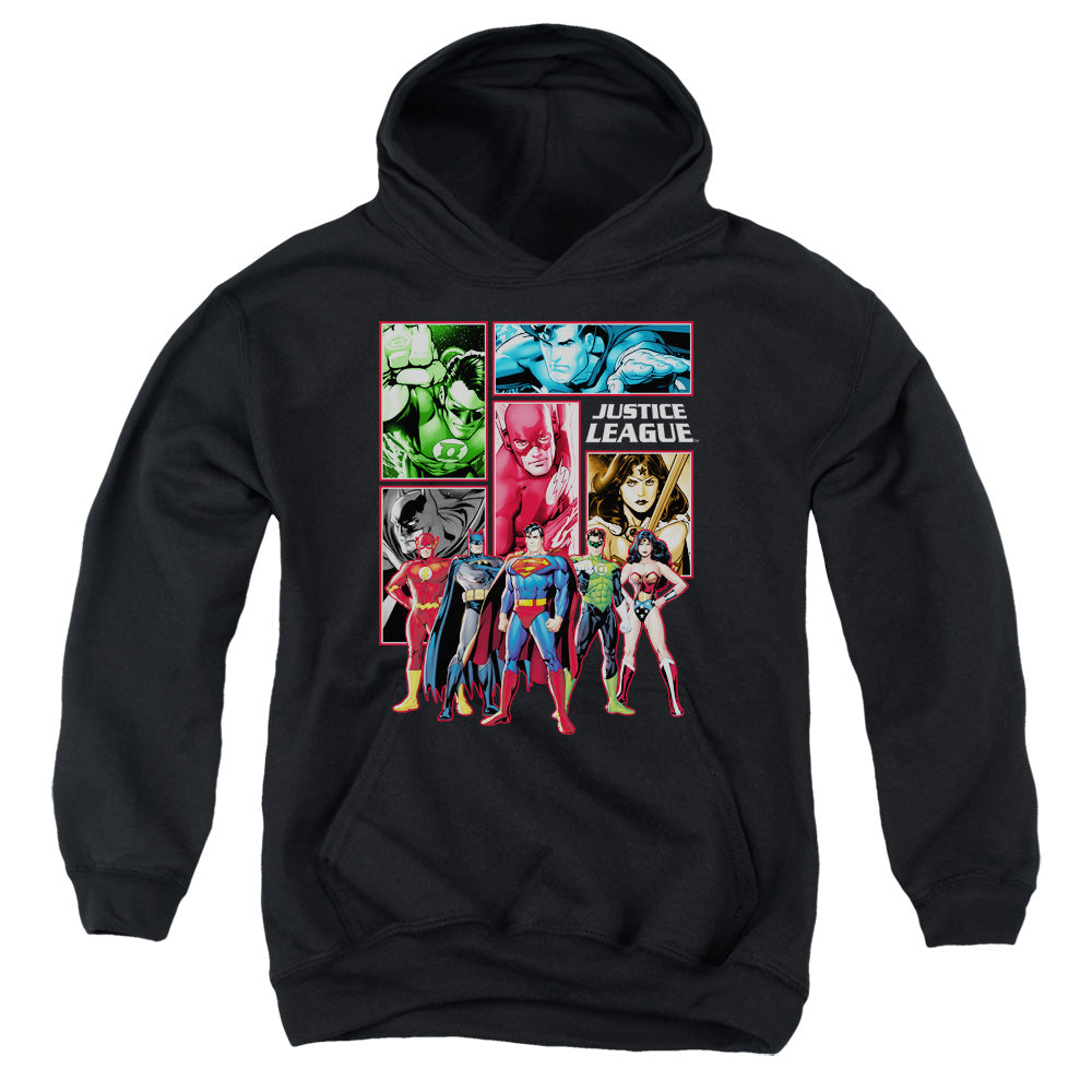 Justice League Justice League Panels Kids Youth Hoodie Black