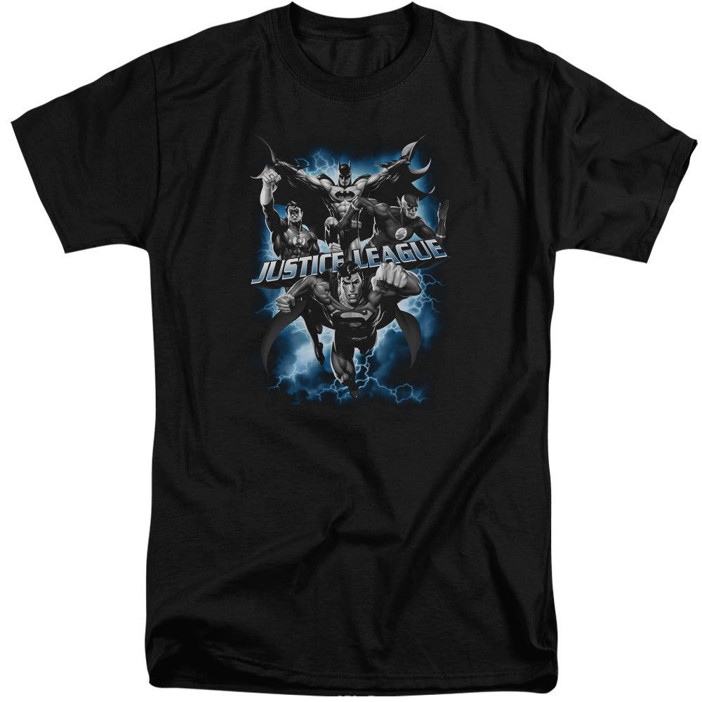 Justice League Justice Storm Mens Tall T Shirt Black