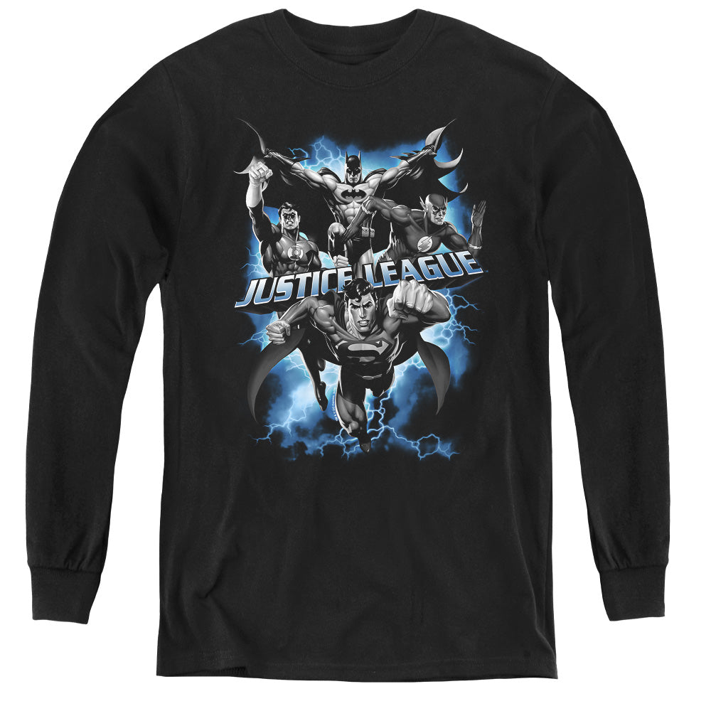 Justice League Justice Storm Long Sleeve Kids Youth T Shirt Black