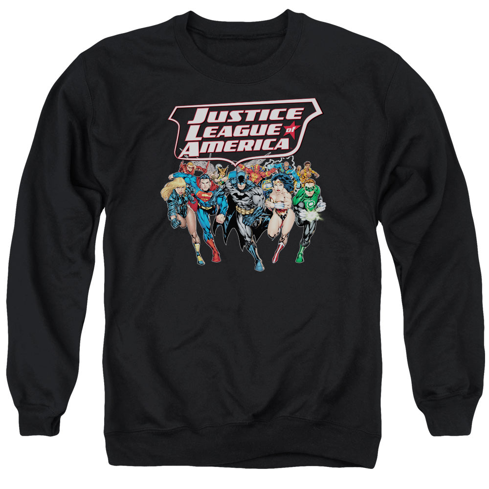 Justice League Charging Justice Mens Crewneck Sweatshirt Black