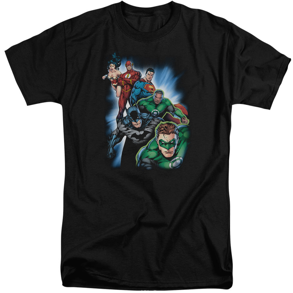 Justice League Of America Heroes Unite Mens Tall T Shirt Black Officially Licensed