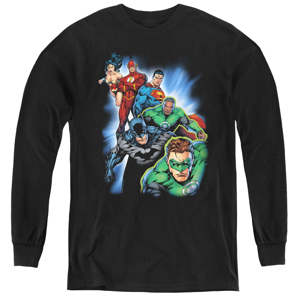 Justice League Heroes Unite Long Sleeve Kids Youth T Shirt Black