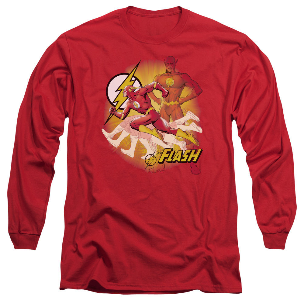 Justice League Lightning Fast Mens Long Sleeve Shirt Red