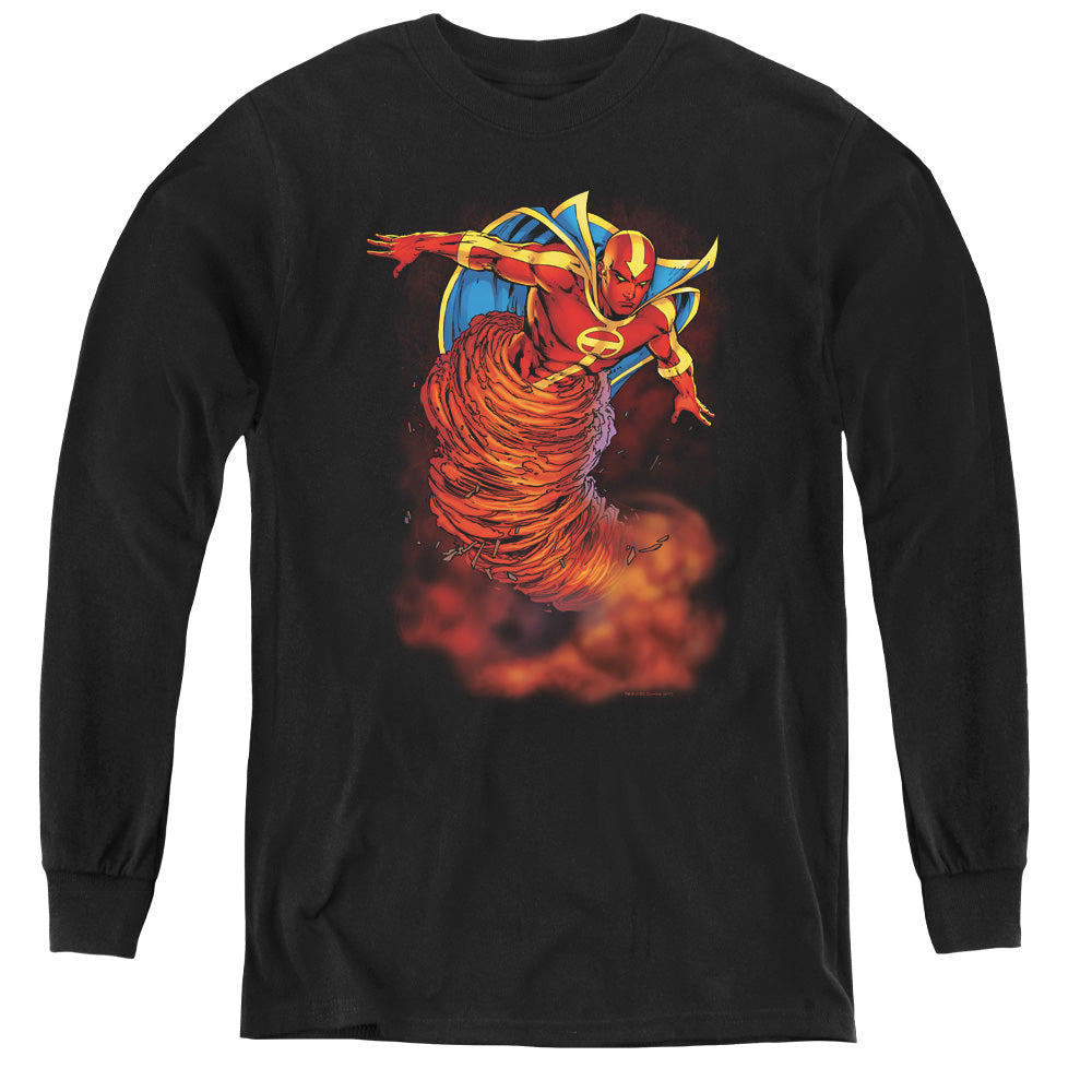 Justice League Tornado Cloud Long Sleeve Kids Youth T Shirt Black