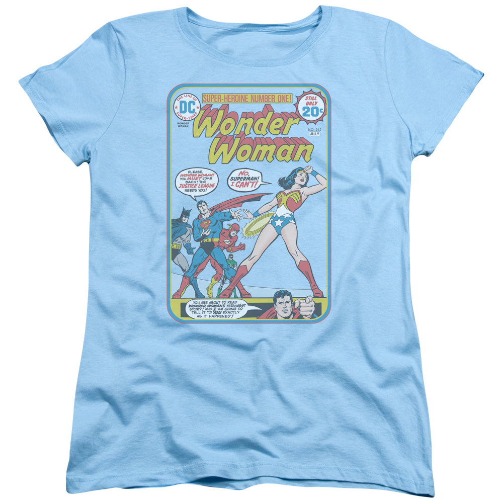 Justice League Ww #212 Cover Womens T Shirt Light Blue