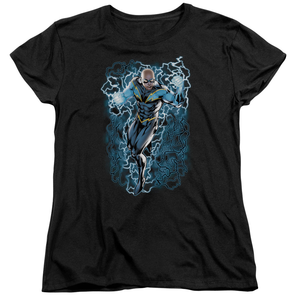 Justice League Black Lightning Bolts Womens T Shirt Black