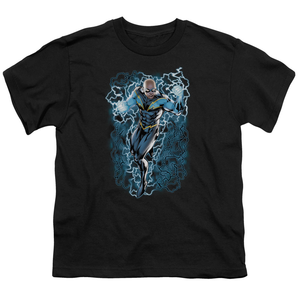 Justice League Black Lightning Bolts Kids Youth T Shirt Black