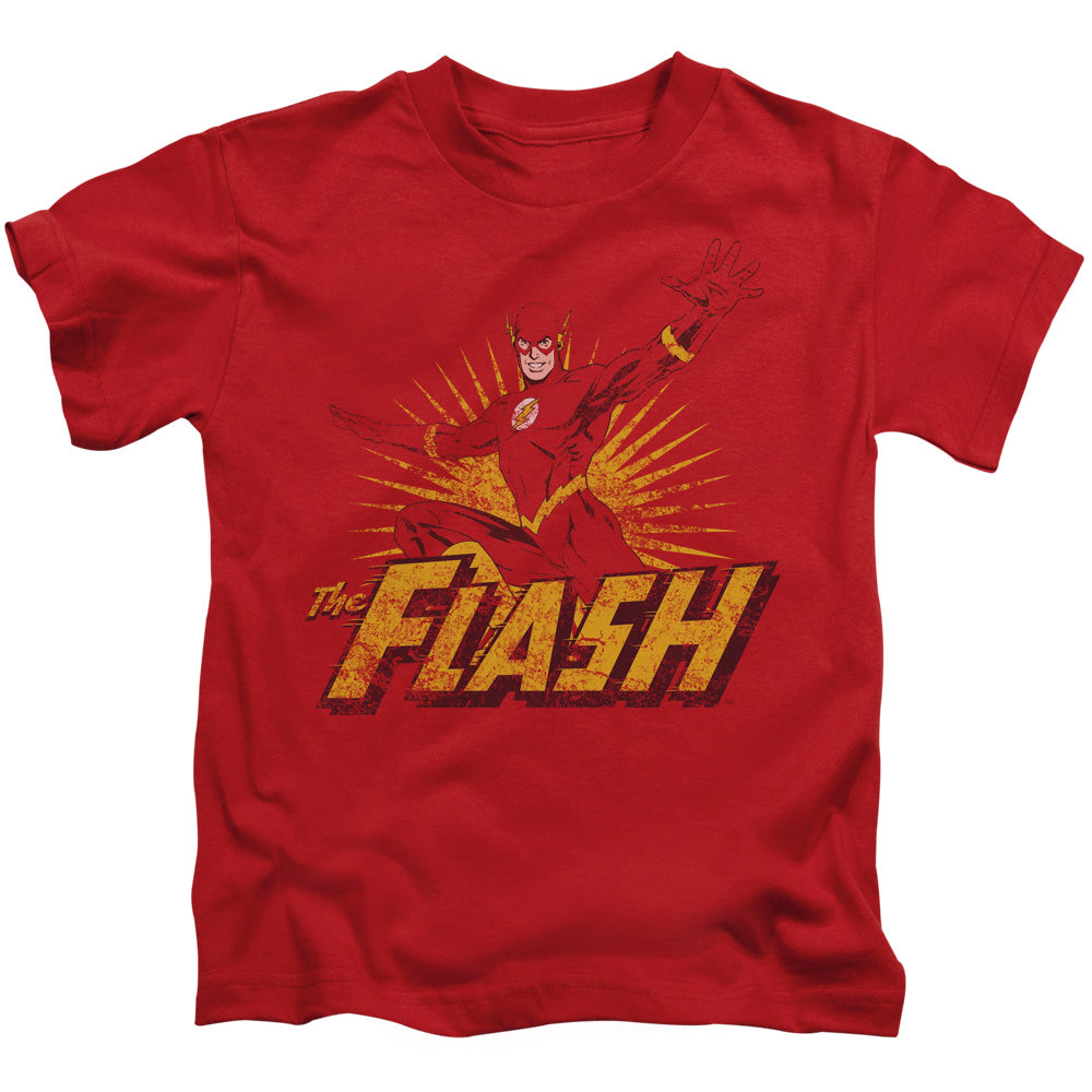 Justice League Flash Rough Distress Juvenile Kids Youth T Shirt Red