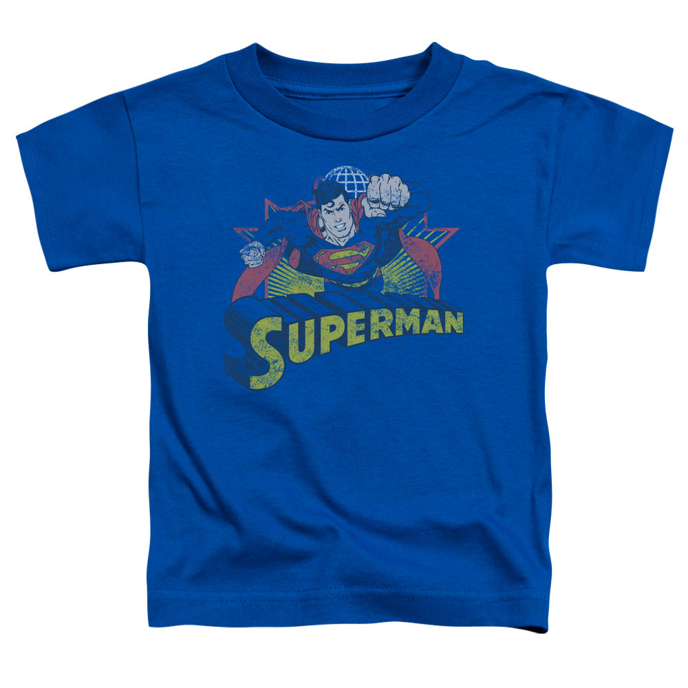 Justice League Superman Rough Distress Toddler Kids Youth T Shirt Royal Blue