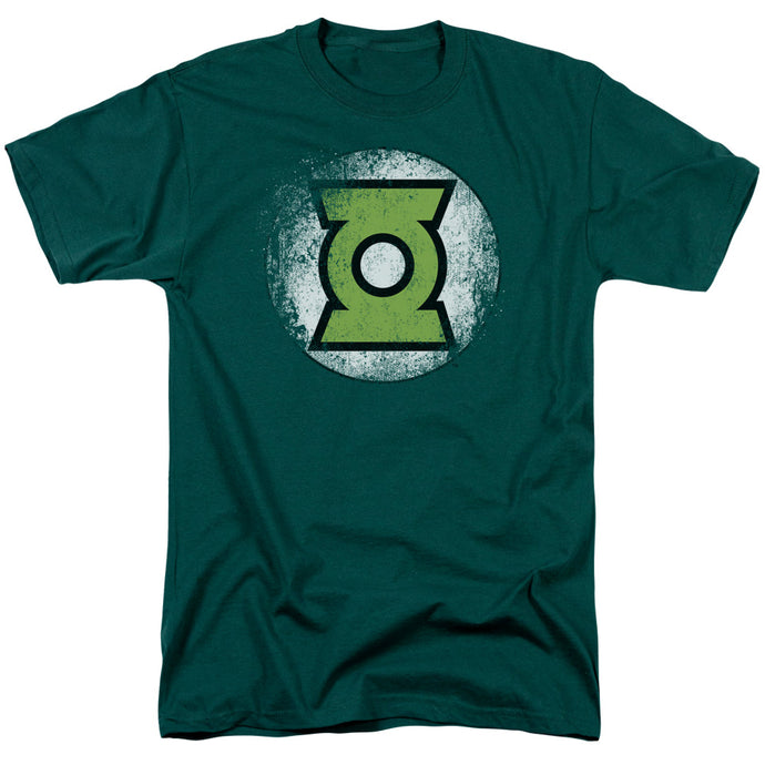Justice League Destroyed Green Lantern Logo Mens T Shirt Hunter Green