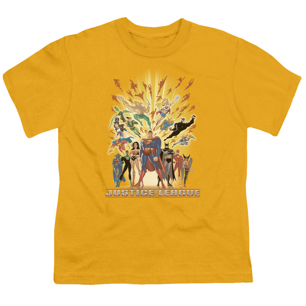 Justice League United Kids Youth T Shirt Gold