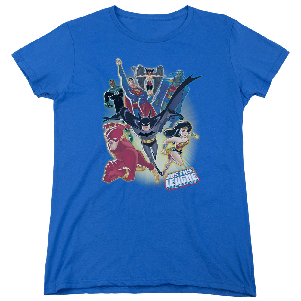 Justice League Unlimited Womens T Shirt Royal Blue