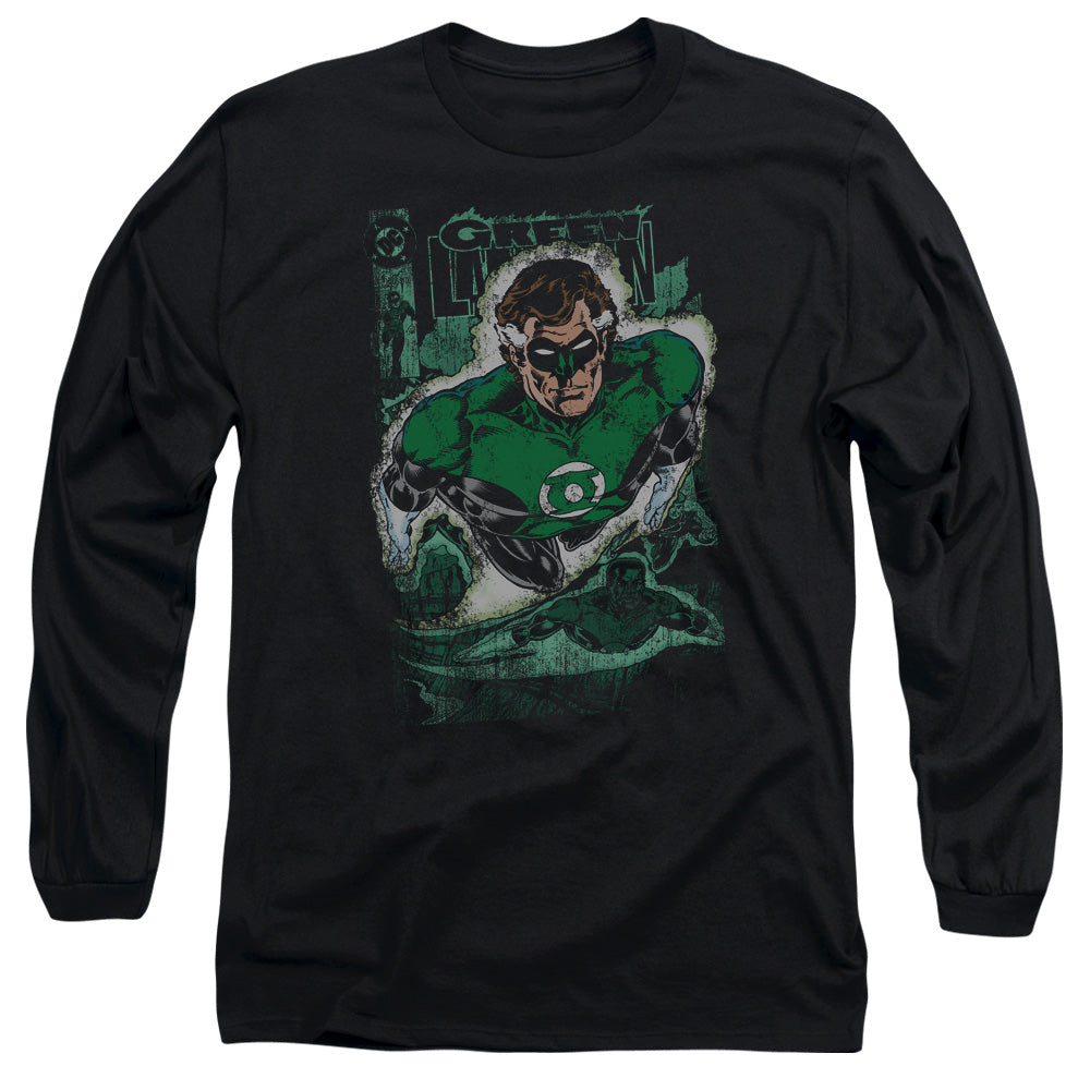 Justice League Green Lantern #1 Distress Mens Long Sleeve Shirt Black